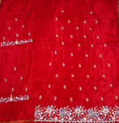 Glass Shimmer Red Maroon Unstitched Suit