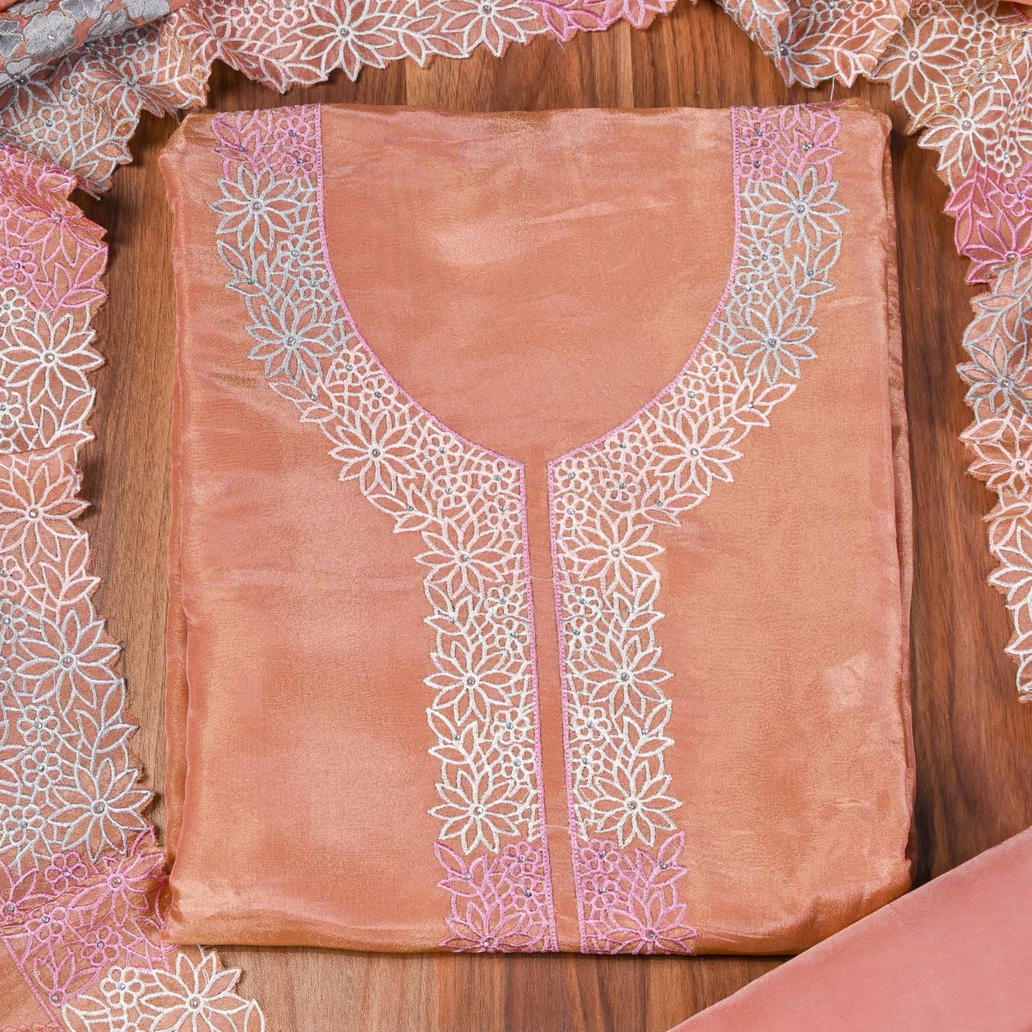 Shimmer Peach Unstitched Suit