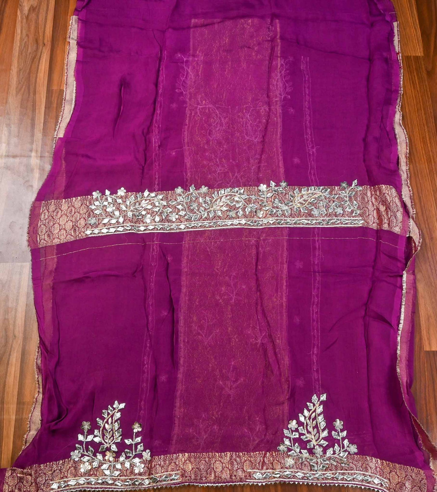 Organza Purple Unstitched Suit