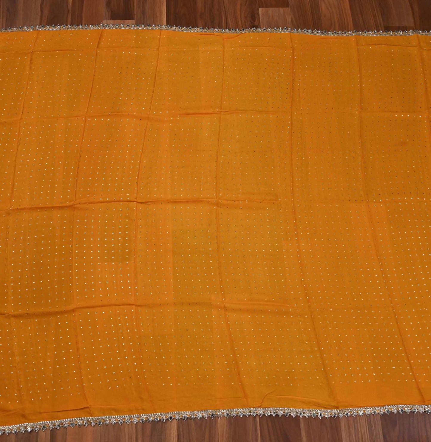 Banarasi yellow Unstitched Suit