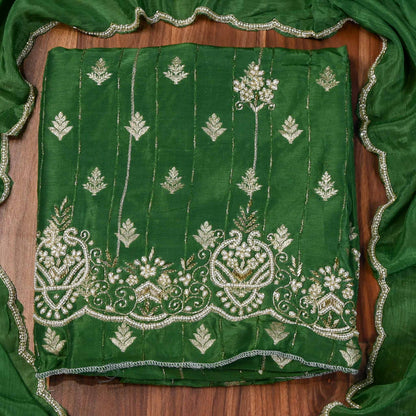 Khadi silk green Unstitched suit