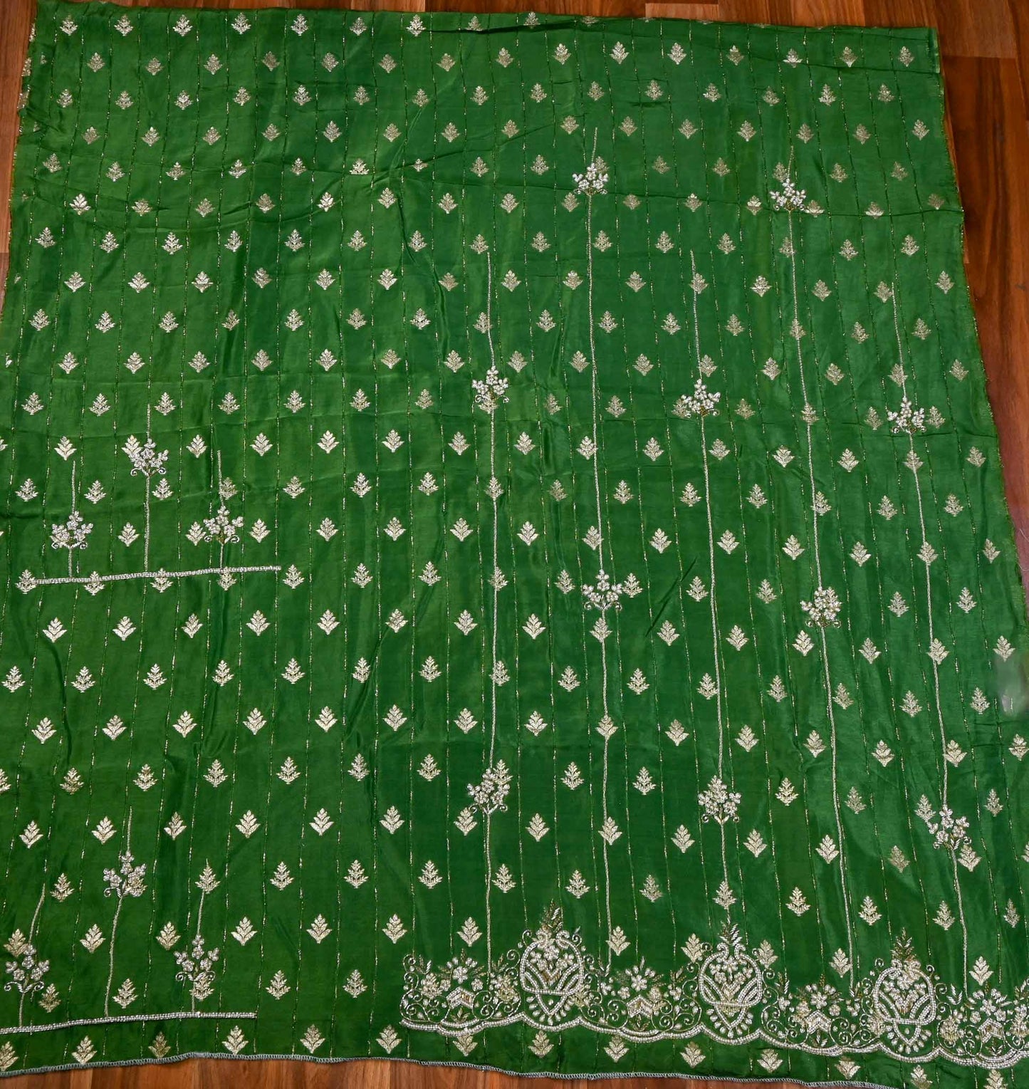 Khadi silk green Unstitched suit