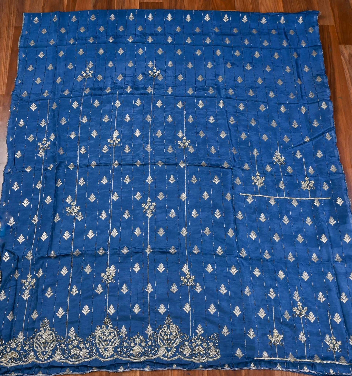 Khadi silk Blue Unstitched suit