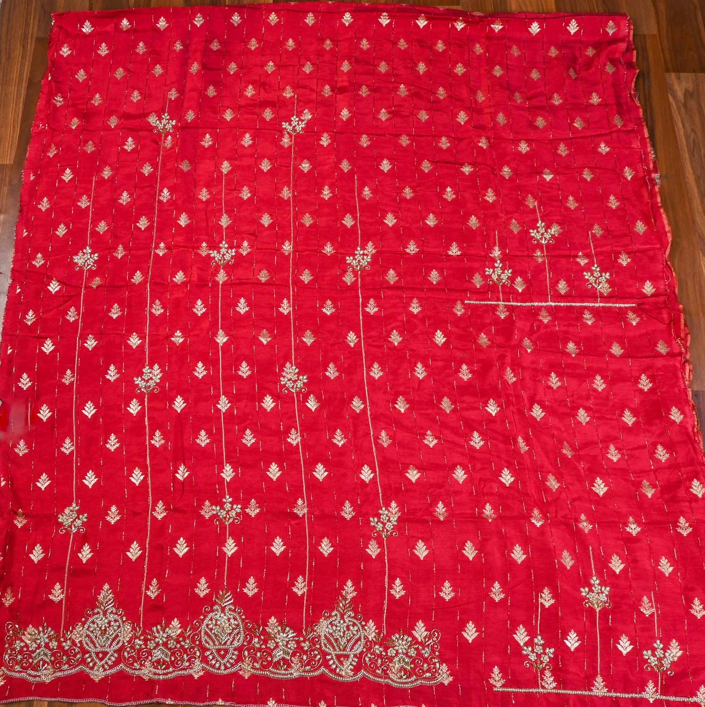 Khadi silk red Unstitched suit