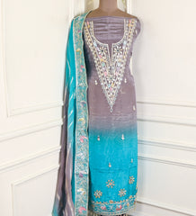 Silk Organza Double Shade Unstitched Suit