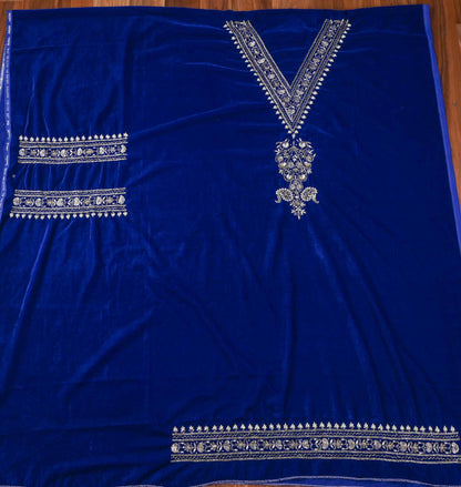 Velvet Royal blue Unstitched suit