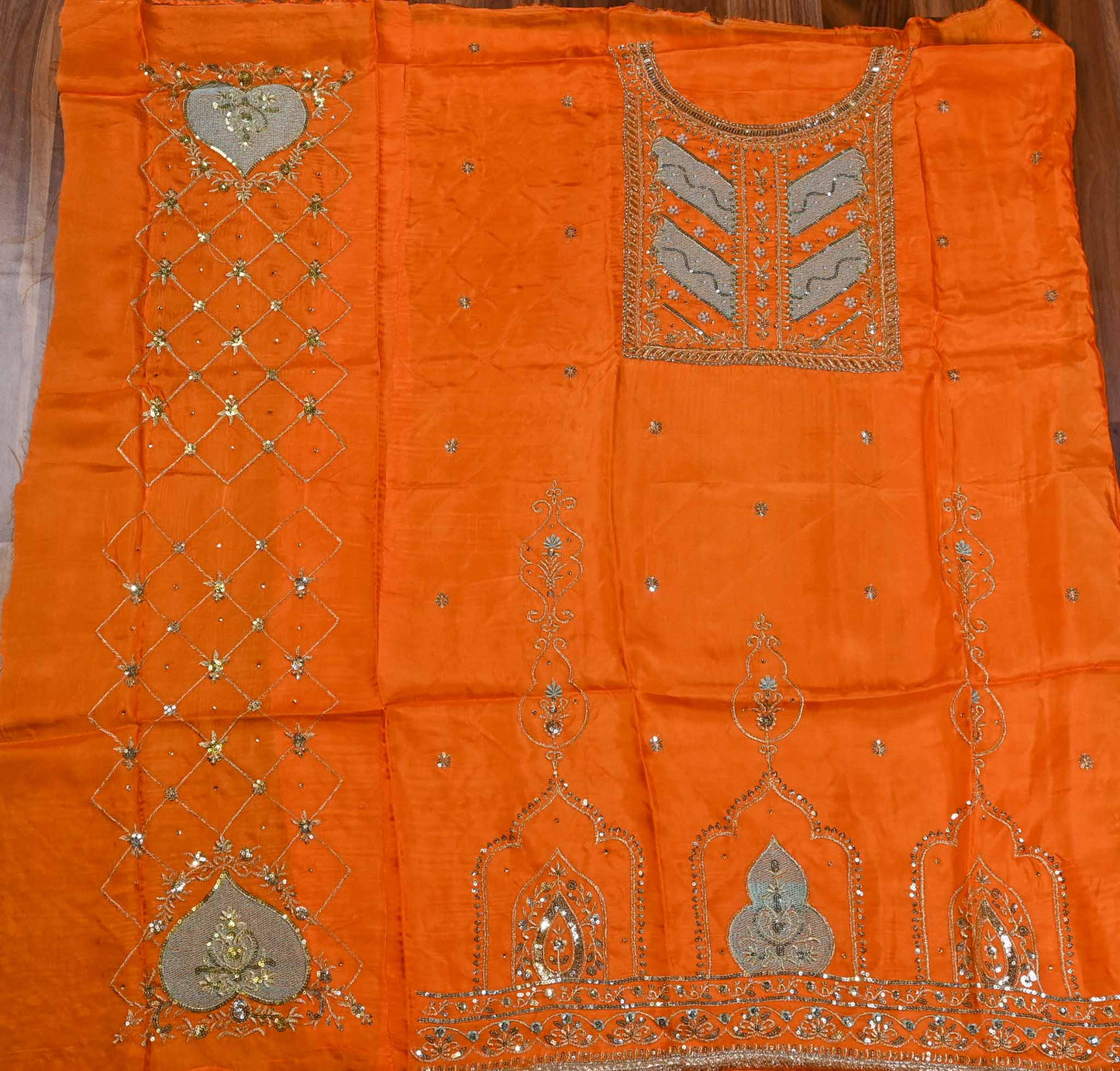 Silk Orange Unstitched Suit