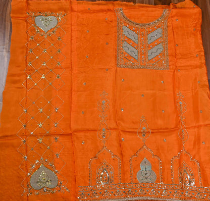 Silk Orange Unstitched Suit