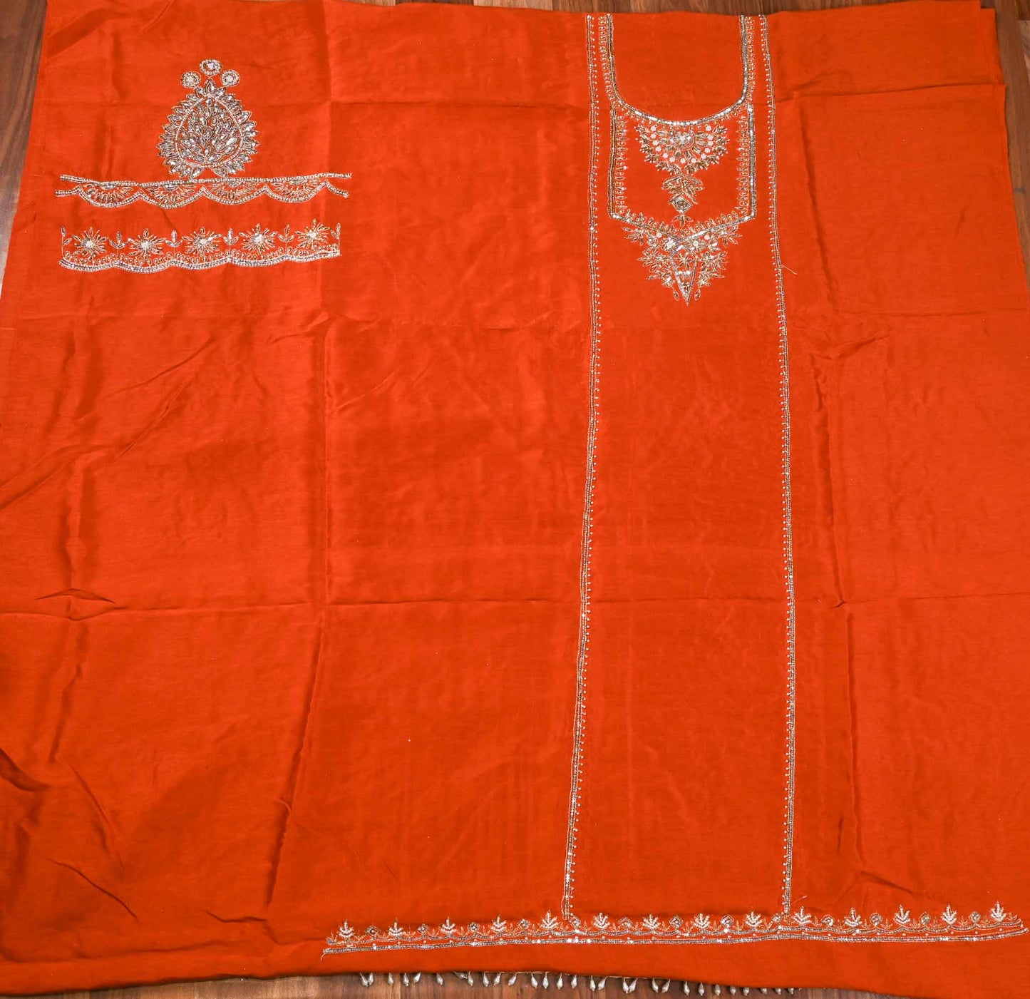 Khadi Silk Rust Unstitched Suit