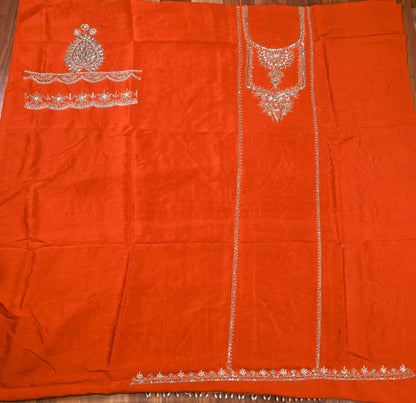 Khadi Silk Rust Unstitched Suit