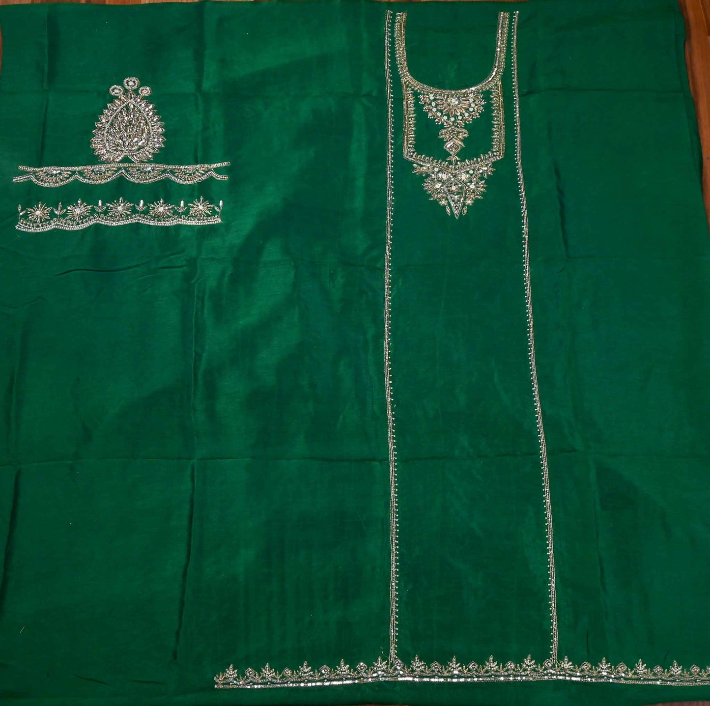 Khadi Silk green Unstitched Suit