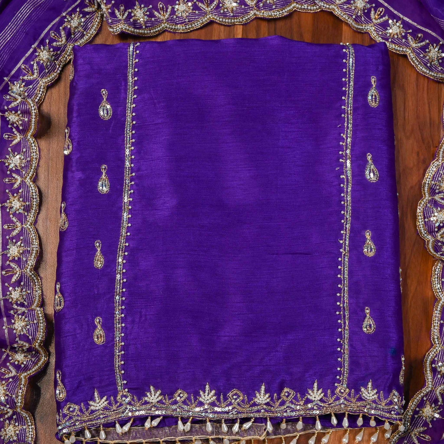 Khadi Silk Purple Unstitched Suit