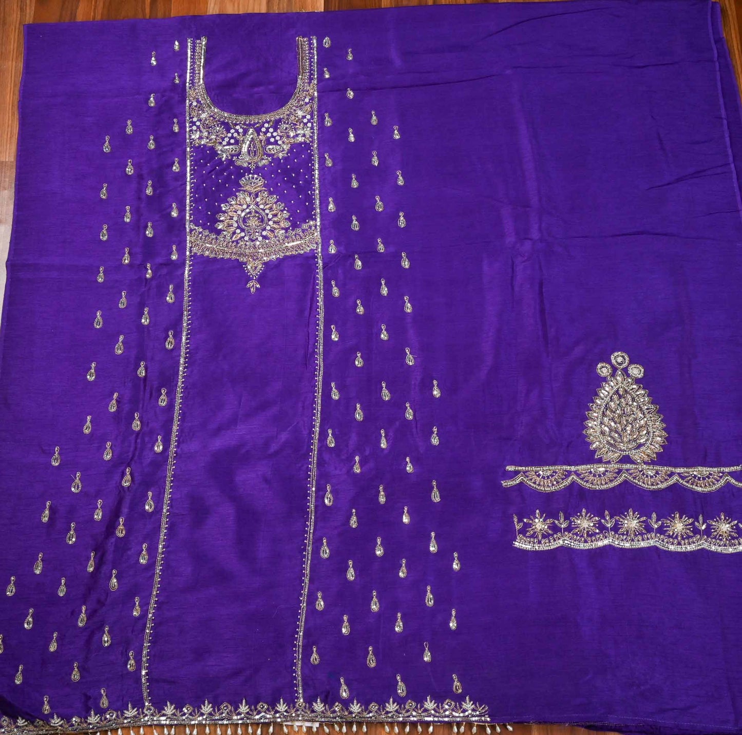 Khadi Silk Purple Unstitched Suit