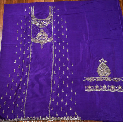 Khadi Silk Purple Unstitched Suit