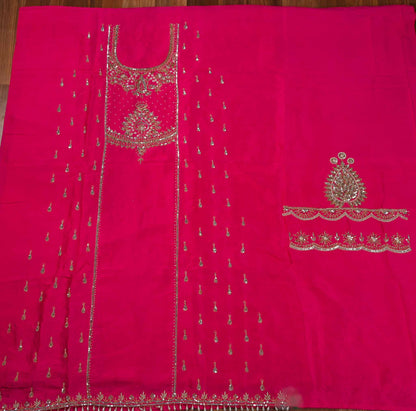 Khadi Silk Pink Unstitched Suit