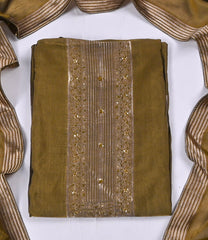 Banarasi Silk Mehandi Unstitched Suit