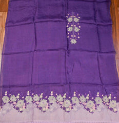 Organza Purple Unstitched Suit