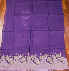 Organza Purple Unstitched Suit
