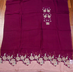 Organza Wine Unstitched Suit