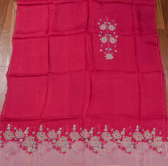 Organza Magenta Unstitched Suit