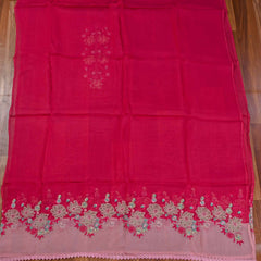 Organza Magenta Unstitched Suit