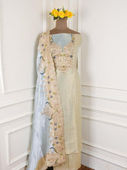 Giraffe Shimmer Beige Unstitched Suit