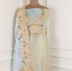 Giraffe Shimmer Beige Unstitched Suit
