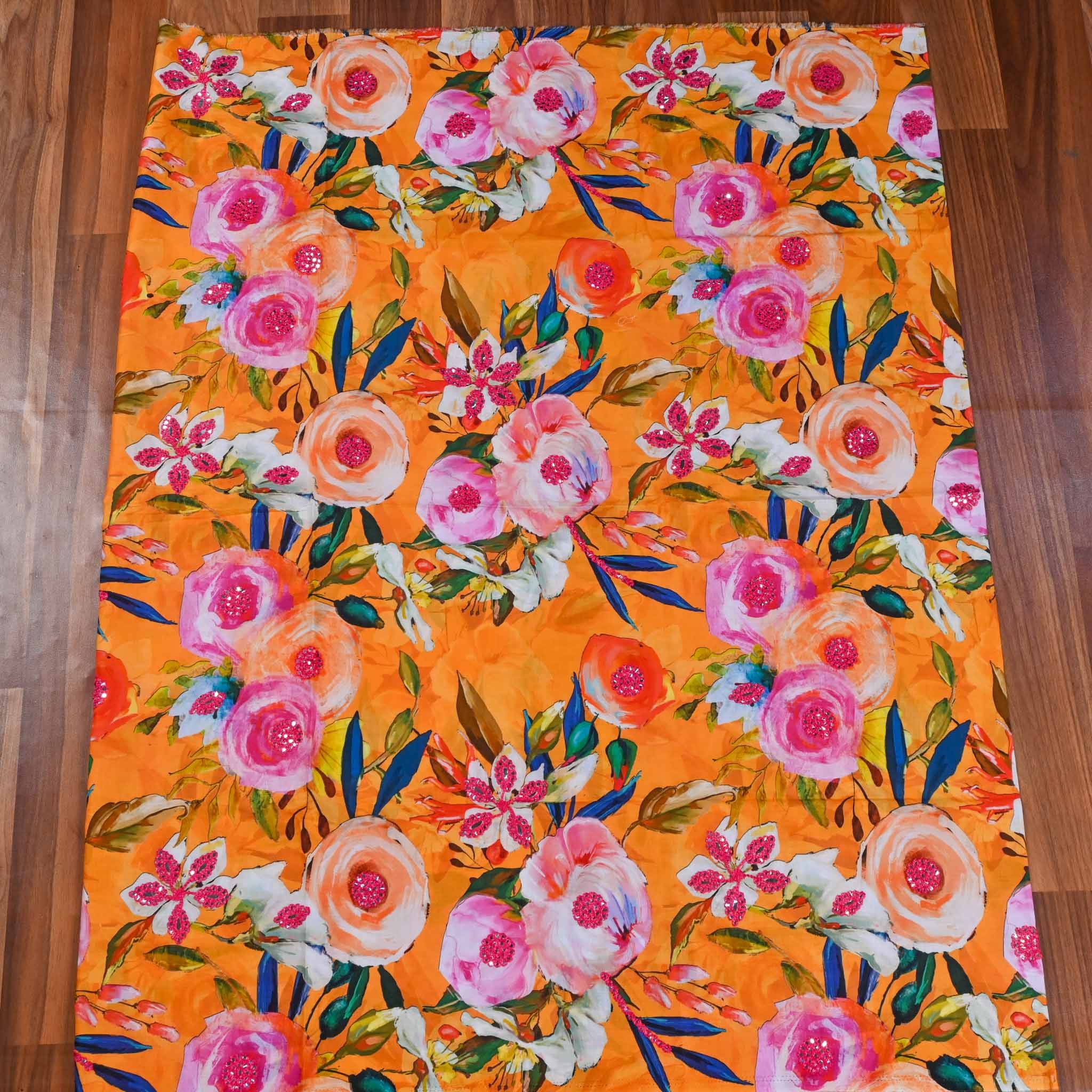 Pure Cotton Orange Unstitched Suit