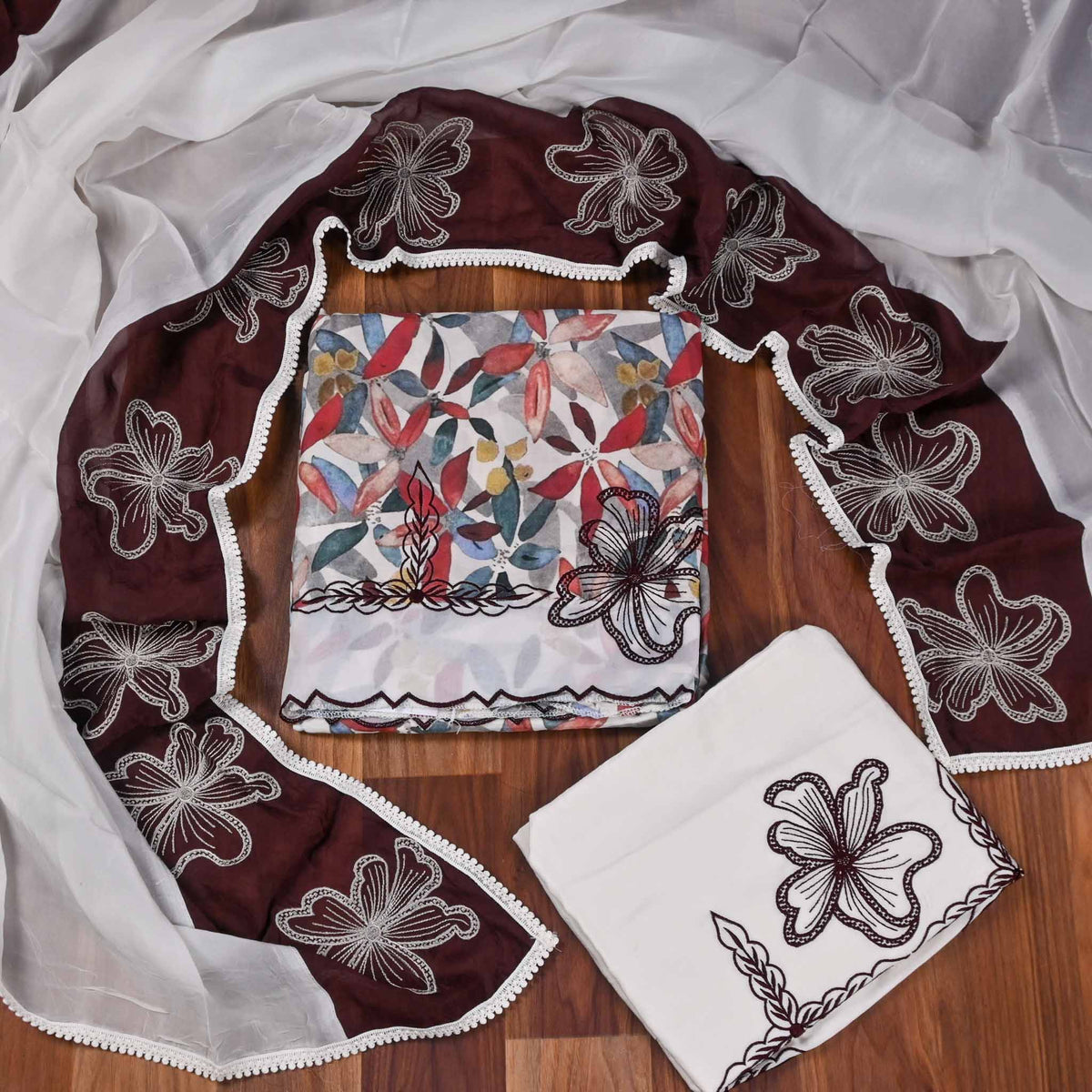 Muslin Multi Unstitched Suit