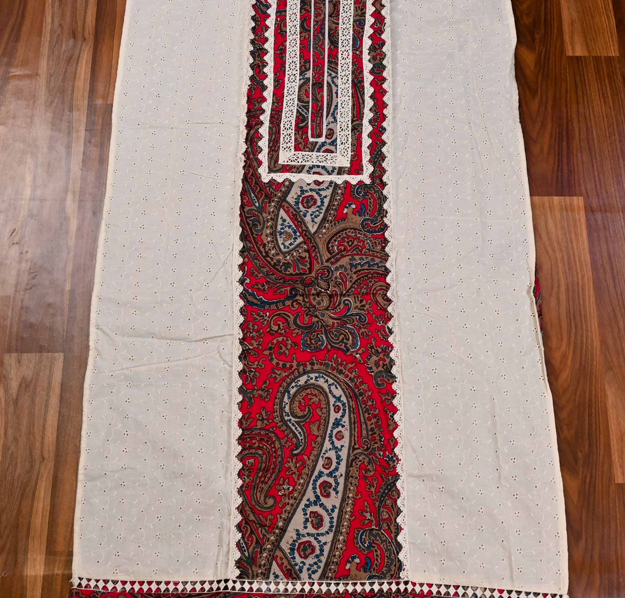 Pure Cotton Red Unstitched Suit