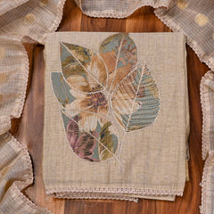 Linen Beige Chanderi Unstitched Suit