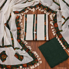 Pure Cotton Green Unstitched Suit