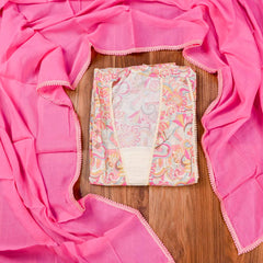 Muslin Pink Unstitched Suit