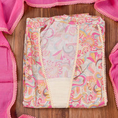 Muslin Pink Unstitched Suit