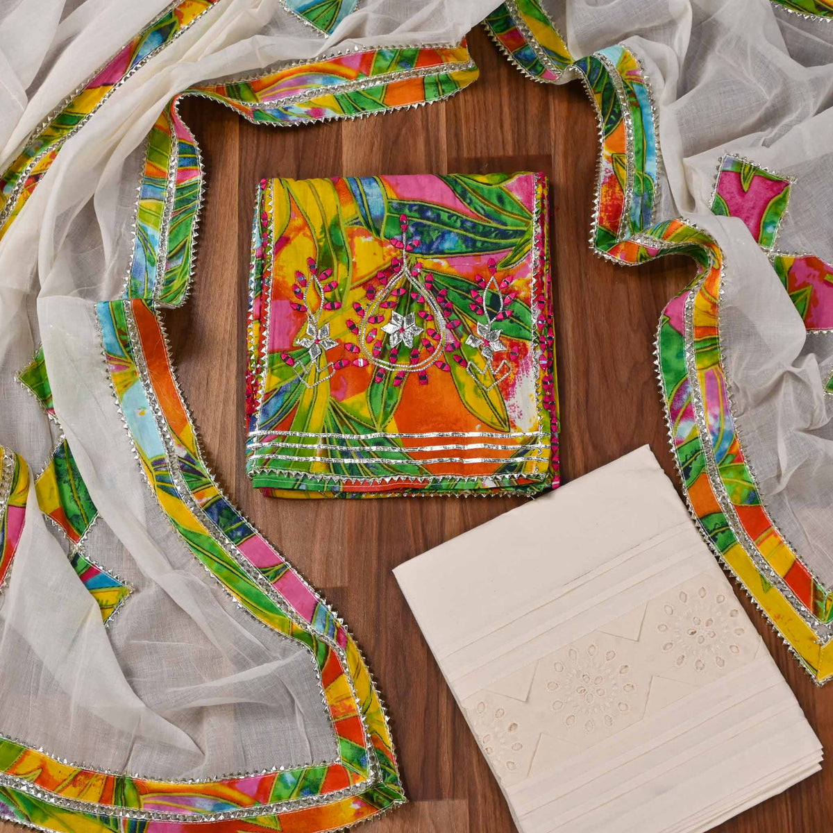 Pure Cotton Green Unstitched Suit