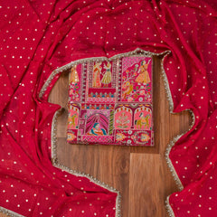 Crepe Pink Unstitched Suit