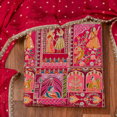 Crepe Pink Unstitched Suit
