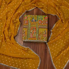 Crepe Yellow Unstitched Suit