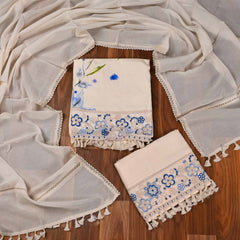 Muslin White Unstitched Suit