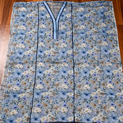 Organza Sky Blue Unstitched Suit