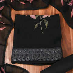 Organza Black Unstitched Suit