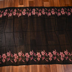 Organza Black Unstitched Suit