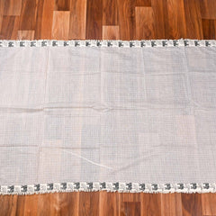 Cotton White & black Unstitched Suit