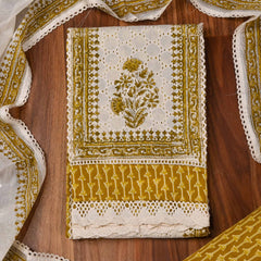 Cotton Yellow Unstitched Suit