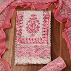 Cotton Pink Unstitched Suit