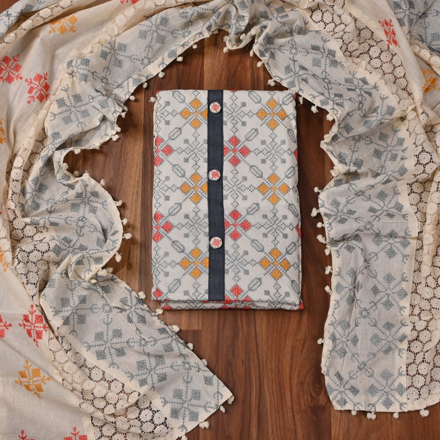Cotton White Unstitched suit