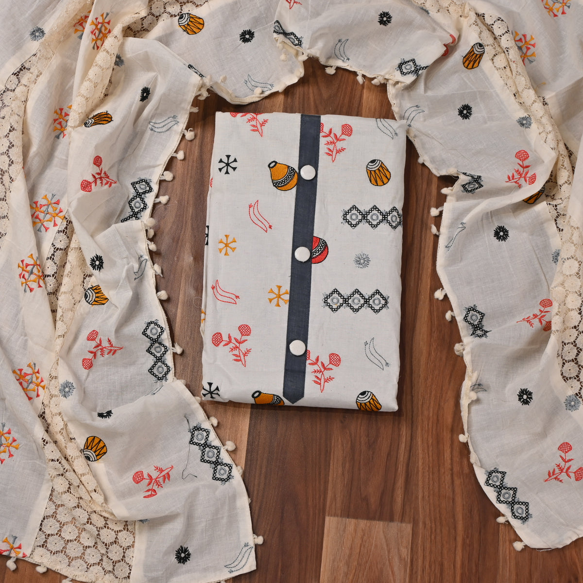 Cotton White Unstitched Suit