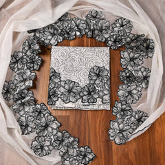 Cotton Black & White Unstitched Suit