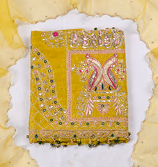 Khadi Silk Yellow Parrot Unstitched Suit