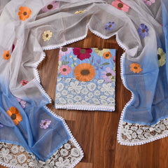 Cotton Blue Unstitched Suit